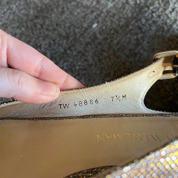 Stuart Weitzman Criss Cross Metallic Animal Print Formal Flat 7.5 M - Picture 5 of 7